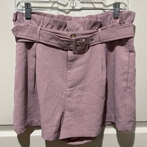 Women's Pink Belted Shorts